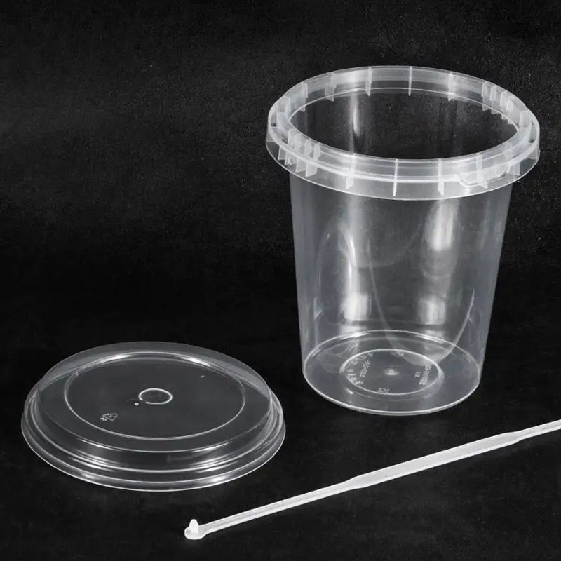 Hot Selling 16oz 24oz 32oz Disposable Fruit Container Clear Bucket Cups Plastic Drink Bucket with Lid