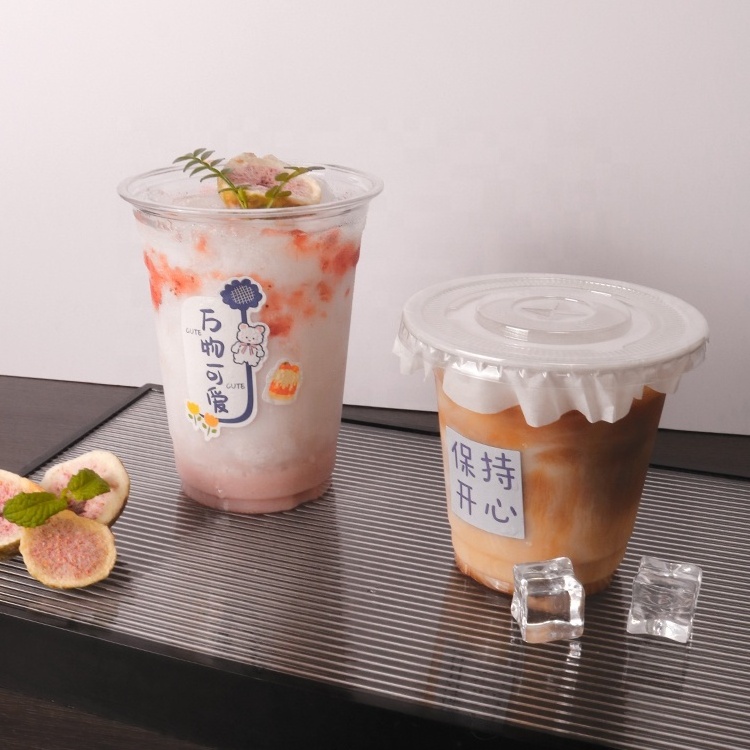 Custom Printed Free PET Clear Disposable 12 14 16 18 20 24 oz Coffee Smoothie Beverage Plastic Cups