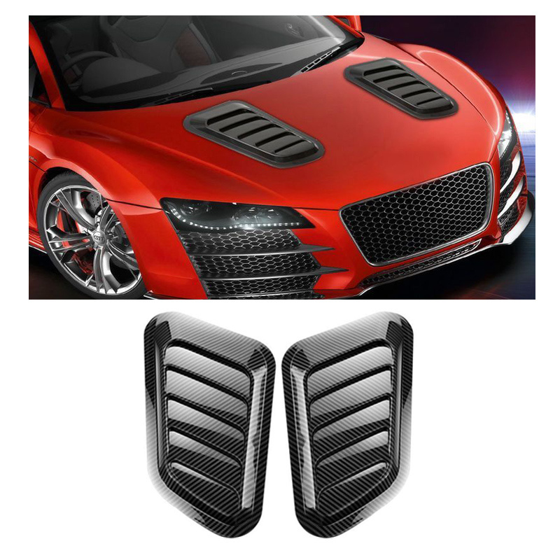 PUERXIN Auto Air Cooling Panel Trim Bonnet Spoiler Exterior Decorative Sticker Carbon Air Flow Intake Car Hood Vent Decoration