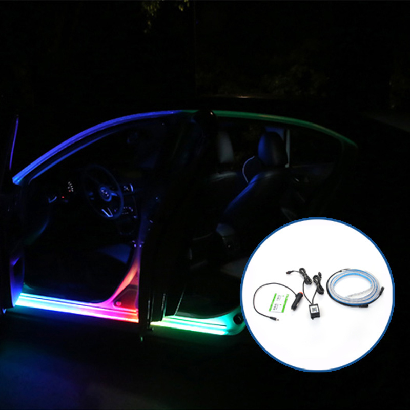 PUERXIN Car RGB Streamer Door Ambient Light Strip Lights Running Lamp Car Decoration Light For Car Door