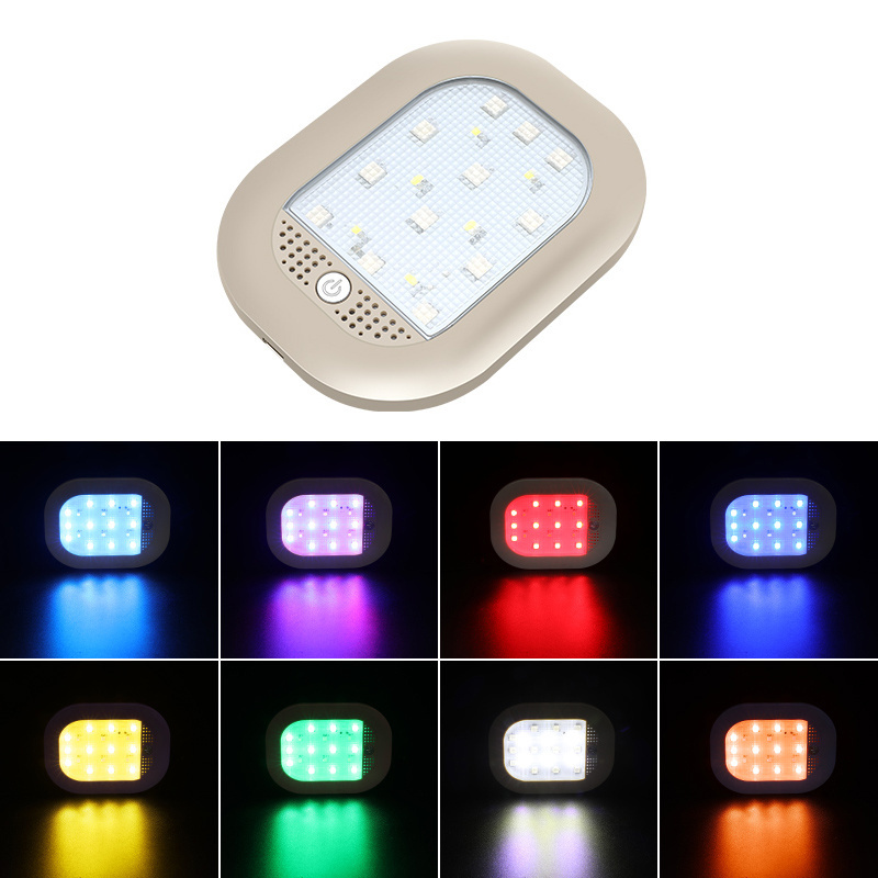 PUERXIN Car Universal Reading RGB Light Roof Ceiling USB Charging Magnetic Detailing  Lamp Ambient Interior Touch Sensor Light