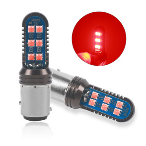 PUERXIN Wholesale Car Brake Light Bulb 12V Motorcycle Lamp Amber Orange Error Free LED Cars 12smd 3030 Canbus 1156 1157 Bulbs