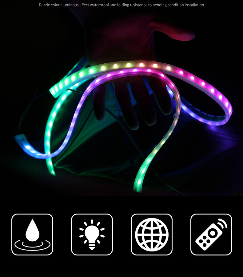 PUERXIN Car RGB Streamer Door Ambient Light Strip Lights Running Lamp Car Decoration Light For Car Door