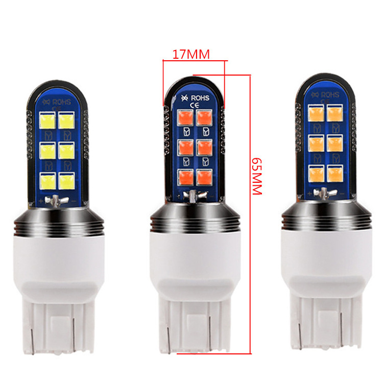 PUERXIN Wholesale Car Brake Light Bulb 12V Motorcycle Lamp Amber Orange Error Free LED Cars 12smd 3030 Canbus 1156 1157 Bulbs