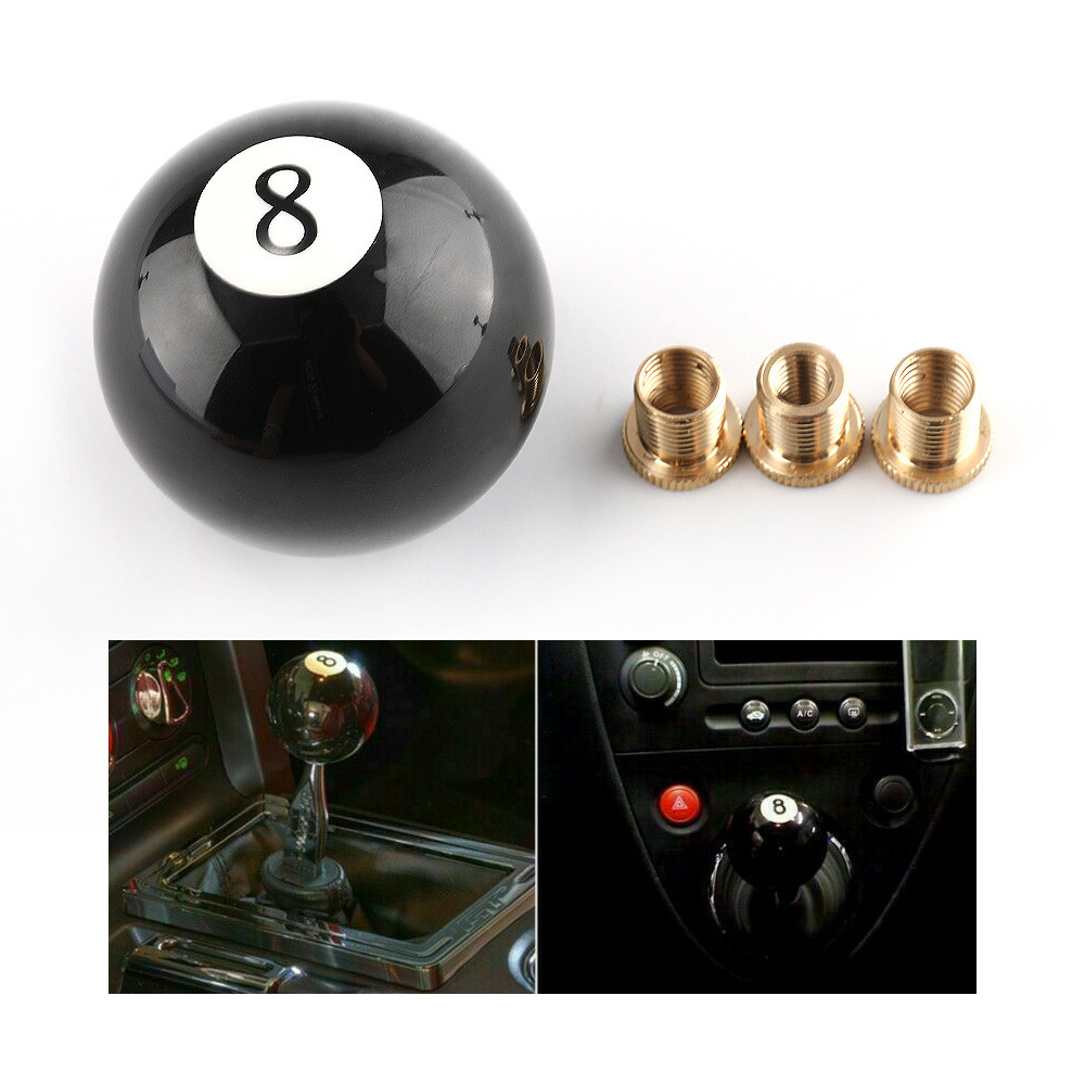 PUERXIN Acrylic Pool Ball Car Gear Shift Knob Shifter Manual Lever Black NO.8 Billiard Ball Lever Gear Shift Knob