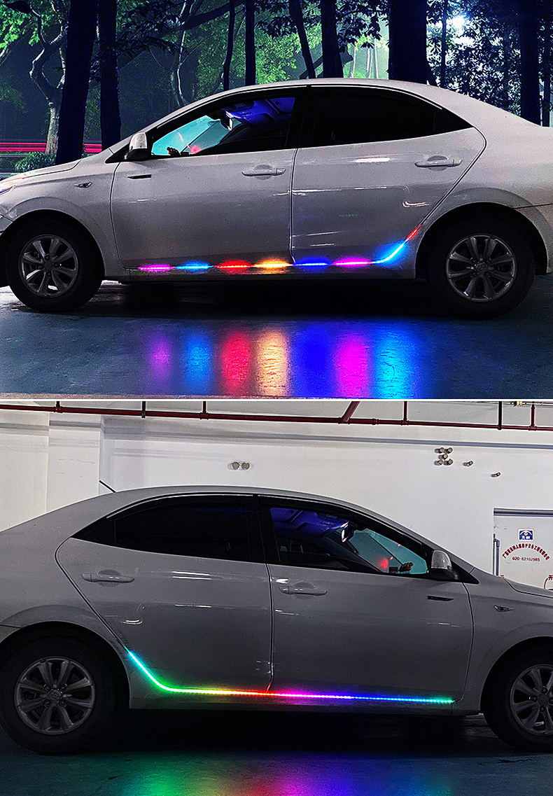 PUERXIN Car RGB Streamer Door Ambient Light Strip Lights Running Lamp Car Decoration Light For Car Door