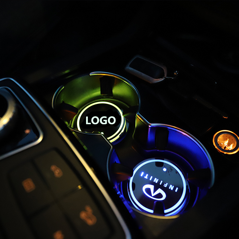 Factory Price RGB Pad Holder lights USB Charge Custom Logo Decoration Interior Atmosphere Lamp Coaster Mat LED Car Cup Light