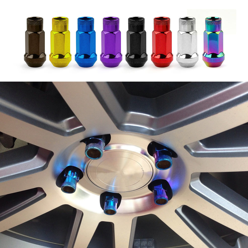 PUERXIN Aluminum Alloy 20PCS M12x1.5 Car Wheel Nut Nuts Protection Covers Cap Anti-Rust JDM Car Racing Wheel Nut For Cars