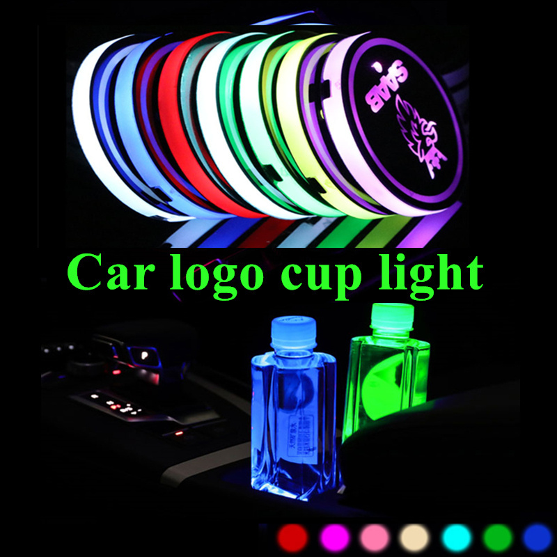 Factory Price RGB Pad Holder lights USB Charge Custom Logo Decoration Interior Atmosphere Lamp Coaster Mat LED Car Cup Light