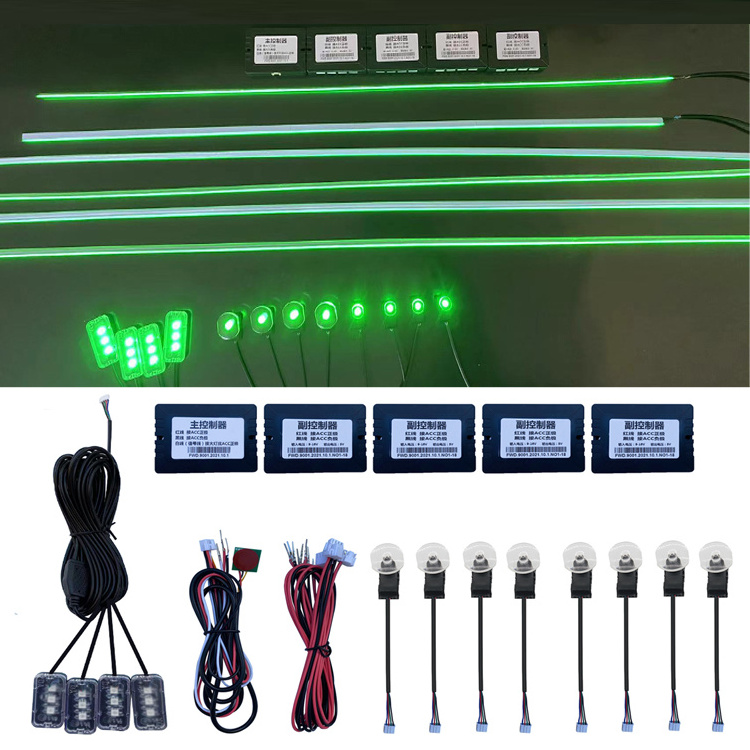 1 IN 18 RGB Ambient Light For Car Interior Breathe Dashboard Door Decoration LED Strip Lights Neon App 12V Ambiance Lighting