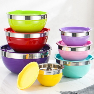 Multicolor Salad Bowl Stainless Steel Mixing Bowls With Airtight Lids Set of 5 for Cooking, Mixing, Baking, Serving