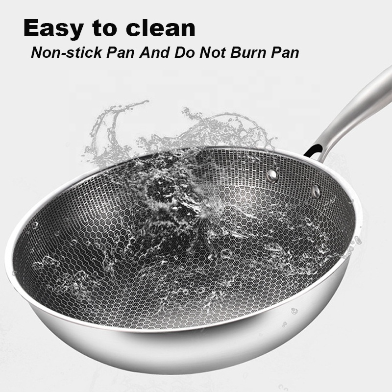 Honeycomb Non-stick Frying Pan Stainless Steel Pan Honeycomb Nonstick Wok