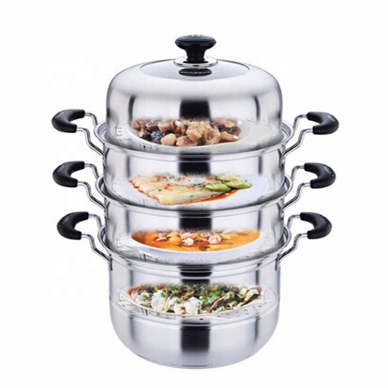 Factory Large Steamer Pot 4 Layers Stainless Steel Food Grade Dumplings Seafood Rice Cooking Food Steamer For Sale