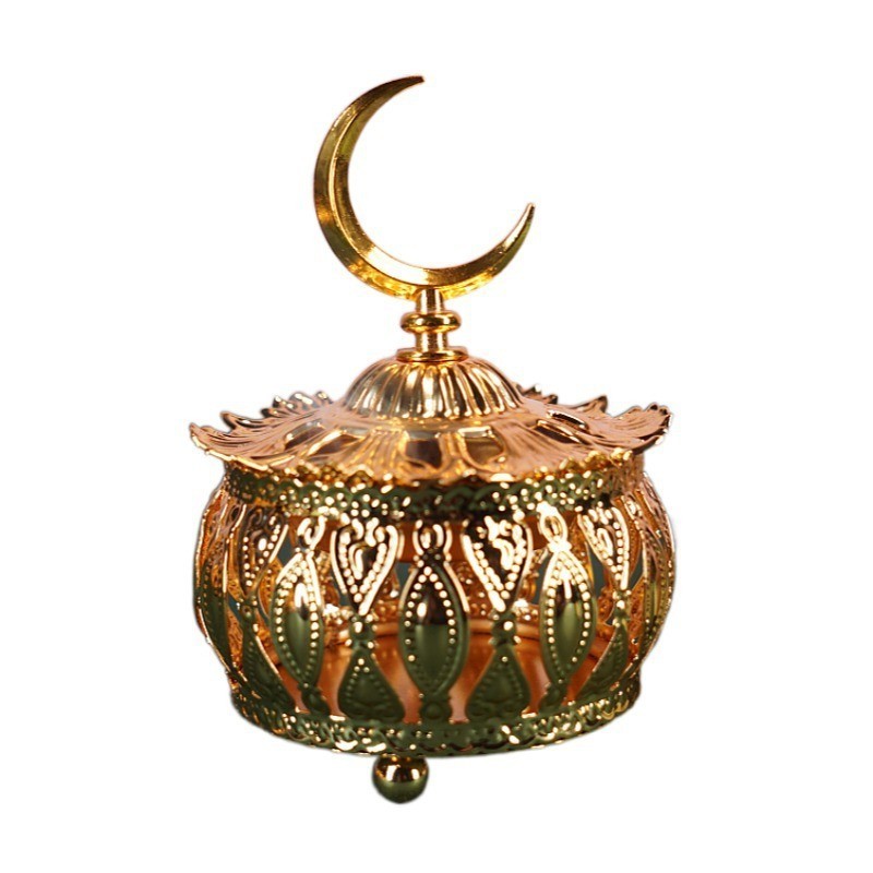 Ramadan supplies for Muslims  Golden Incense Burner Metal Crafts Ramadan Ornaments Sandalwood Stove Moon Decoration