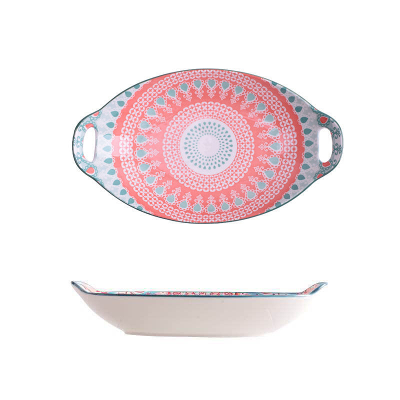 Binaural ceramic baking tray oven grilled fish cheese home fruit tray idea