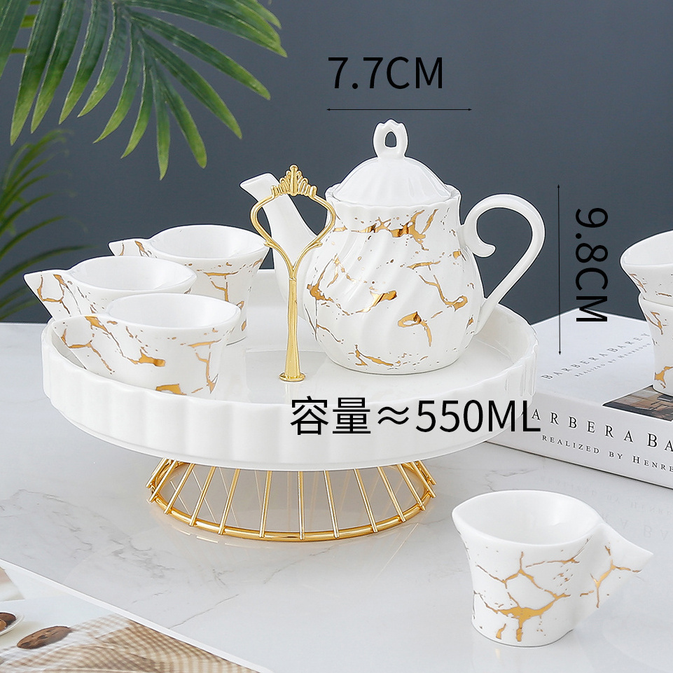 Coffee tea set hotel dining room home golden marble eight-piece set