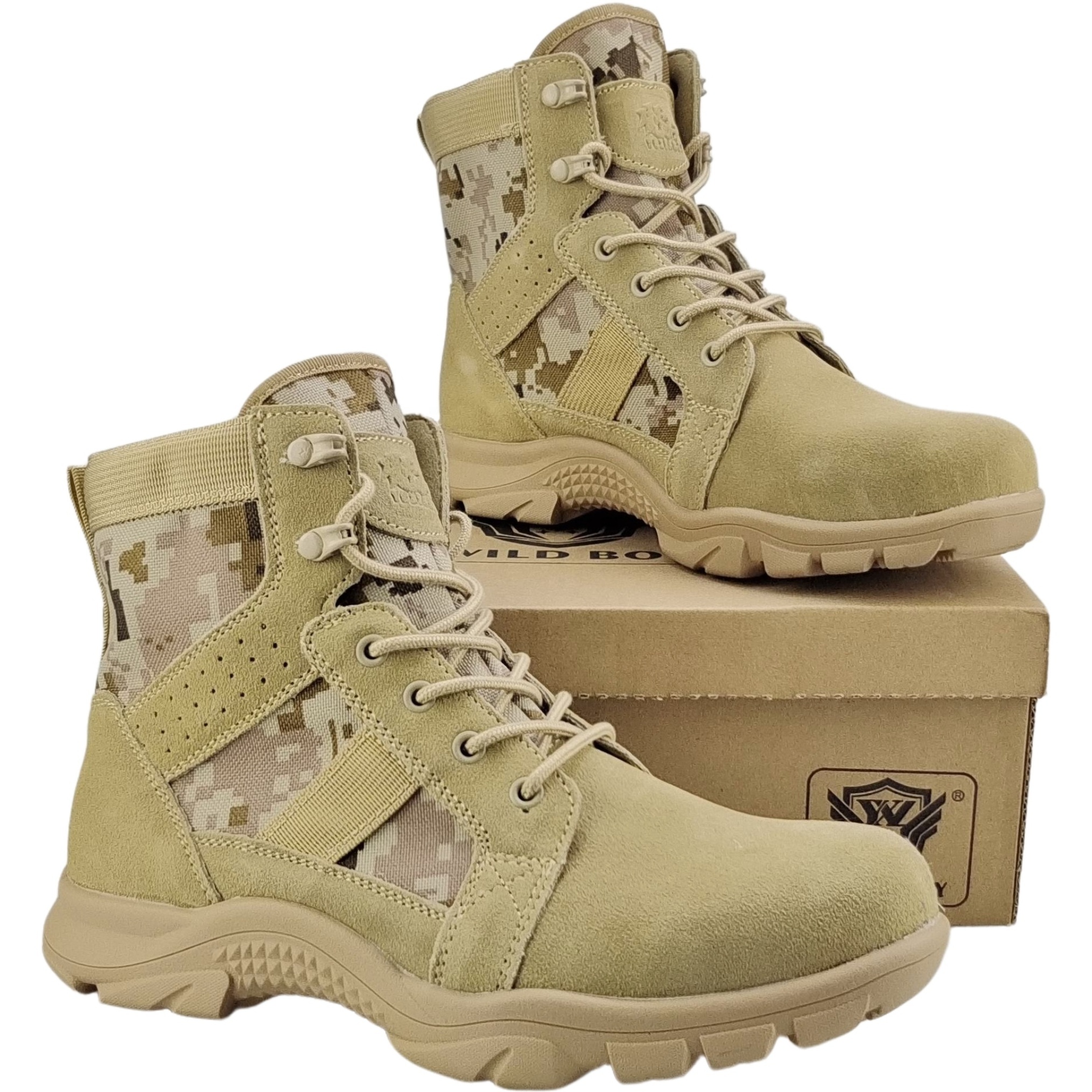 Off-the-shelf tactical boots leather camouflage solid wear breathable wind and sand proof outdoor hiking field desert boots