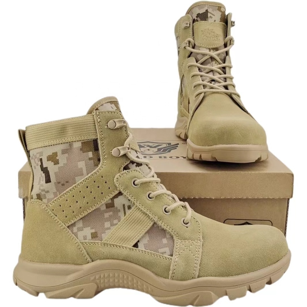 Off-the-shelf tactical boots leather camouflage solid wear breathable wind and sand proof outdoor hiking field desert boots