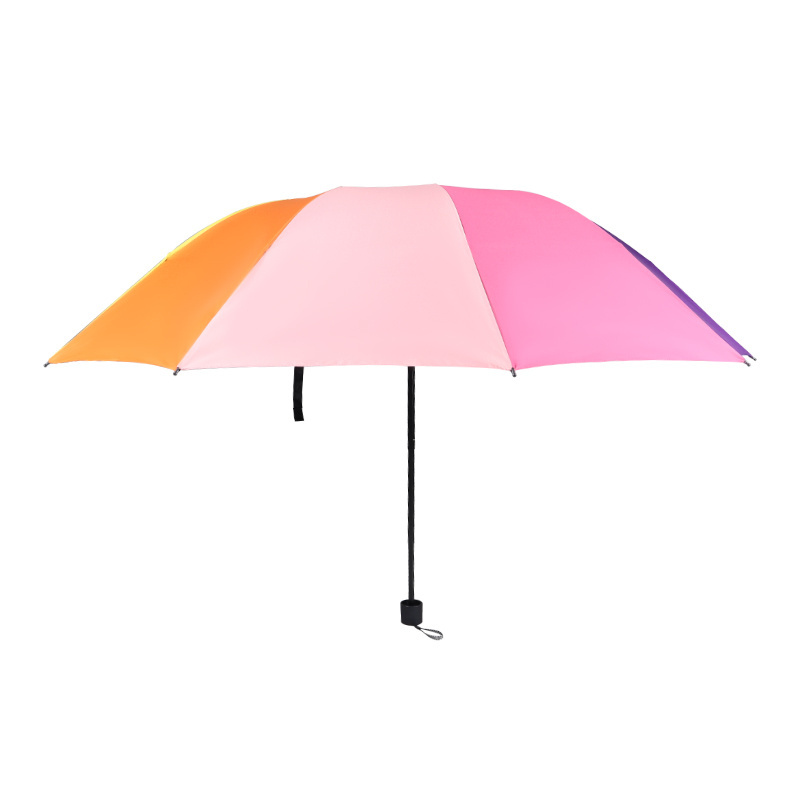 large strong repel windproof sun uv protection travel foldable rainbow color foldable rain umbrella with black coating