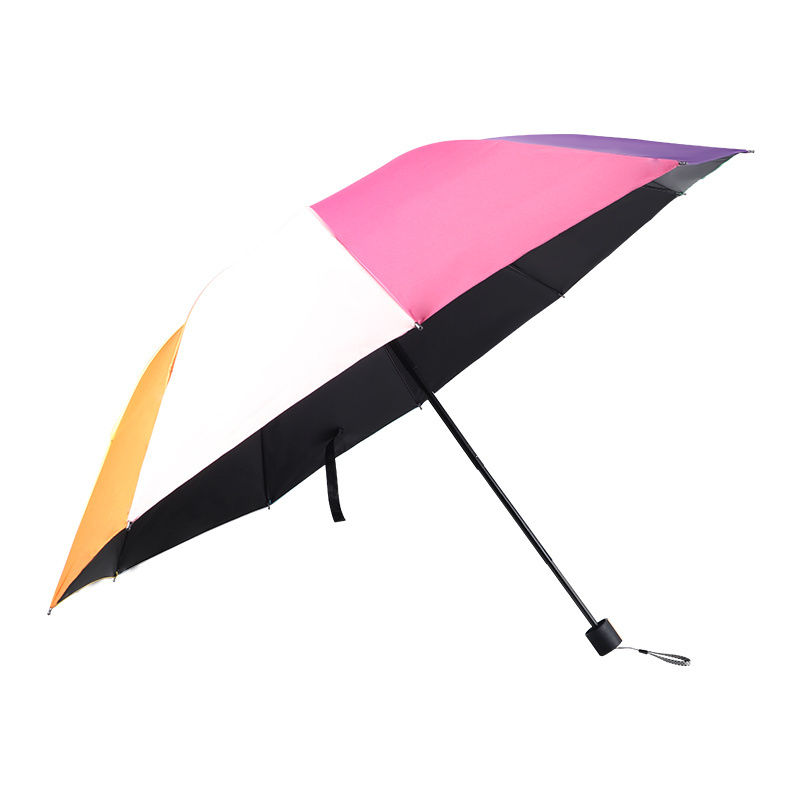 large strong repel windproof sun uv protection travel foldable rainbow color foldable rain umbrella with black coating