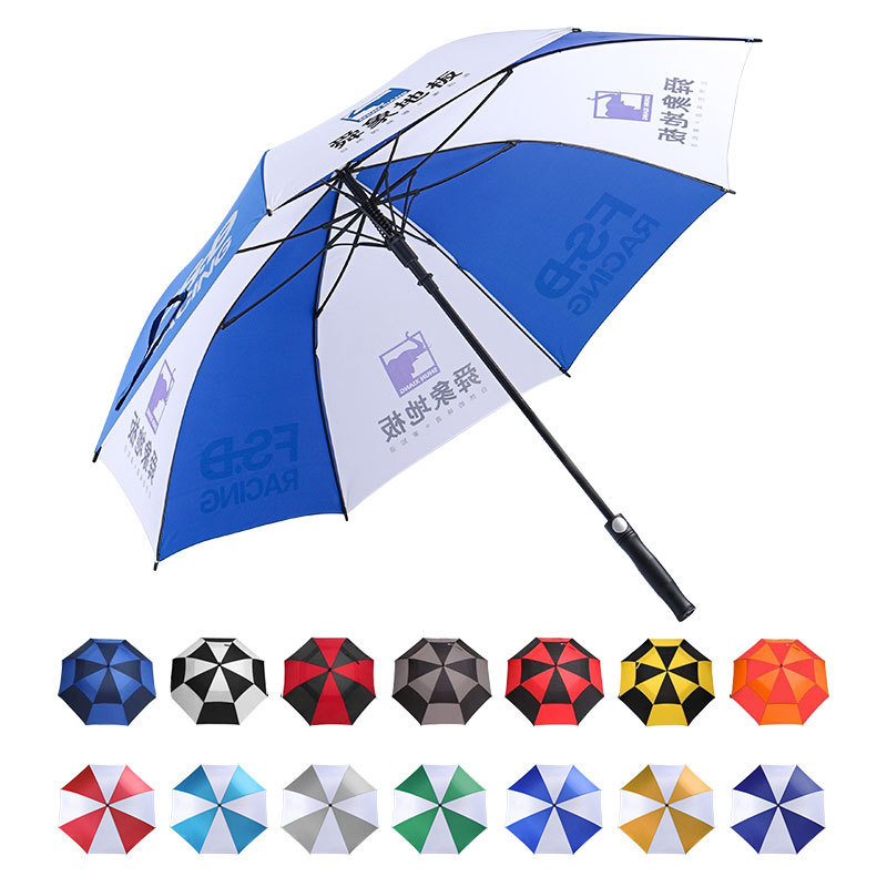 62 68 inch large windproof automatic open oversize straight rain golf stick umbrella with logo prints