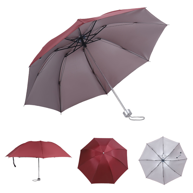 popular cheapest price mini compact silver coating customized fancy 3 fold sun umbrella with custom logo printing