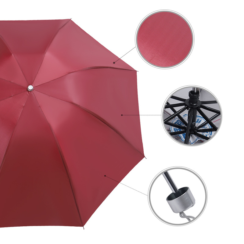 cheap promotional silver coating custom logo manual sun block 3 folding umbrella for sunny rainy day