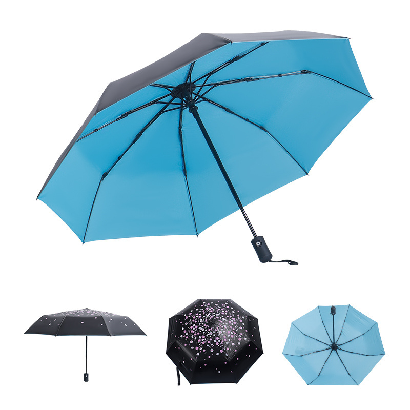 luxury black coating pongee fabric custom digital printing automatic uv protection umbrella