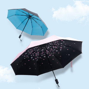 luxury black coating pongee fabric custom digital printing automatic uv protection umbrella