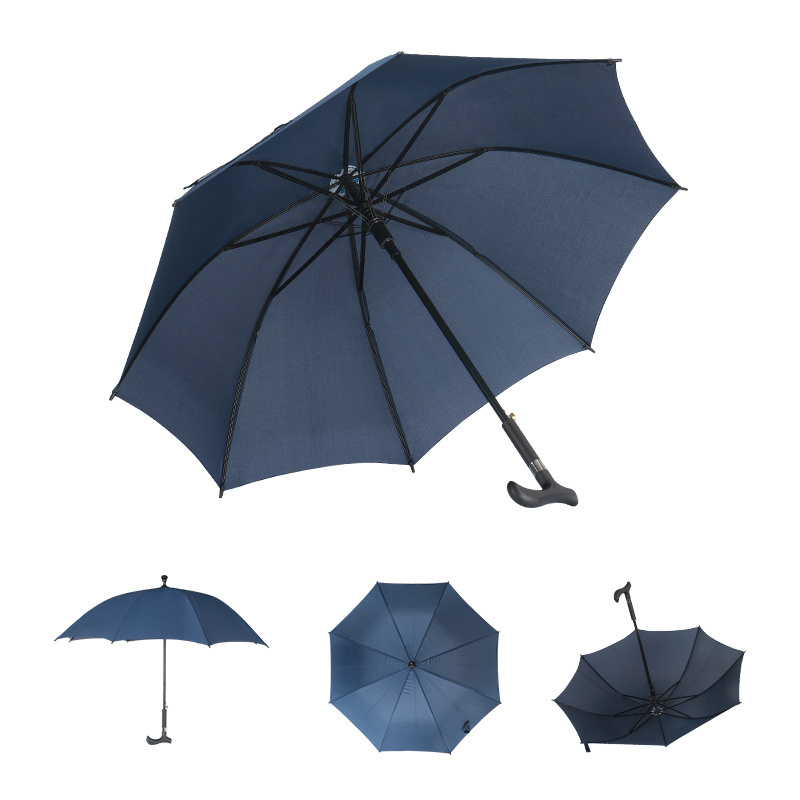 china manufacturer wholesale personalized pongee fabric windproof automatic open umbrella with walking cane stick