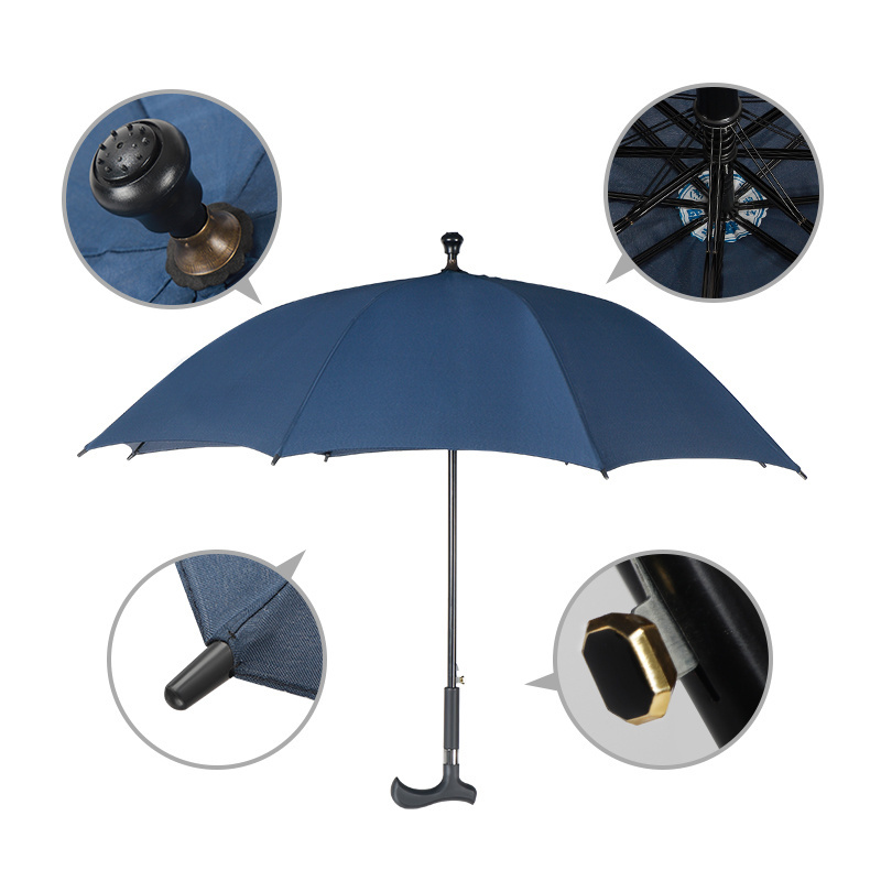 china manufacturer wholesale personalized pongee fabric windproof automatic open umbrella with walking cane stick