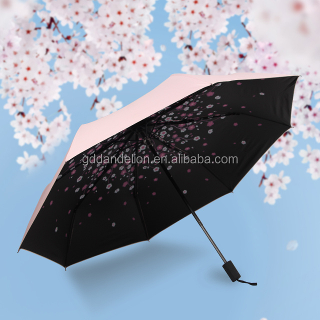 hot sell 21 inches 8 ribs fashion digital printed manual open and close lady folding umbrella with printing flower pattern