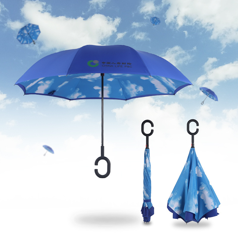 China manufacturer wholesale windproof personalized big large reverse inverted car straight umbrella