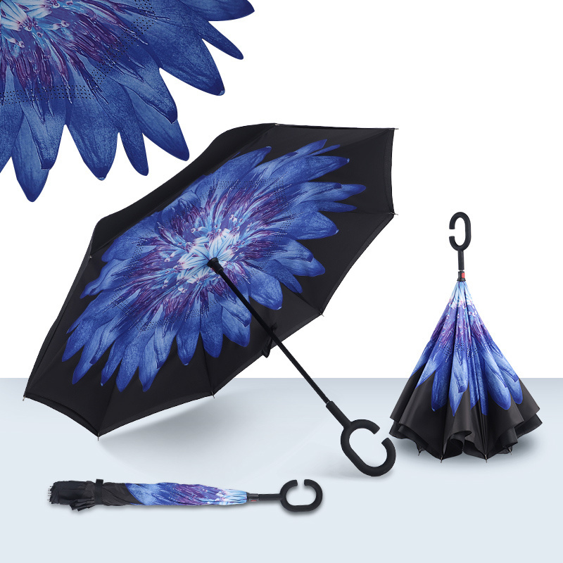 China manufacturer wholesale windproof personalized big large reverse inverted car straight umbrella