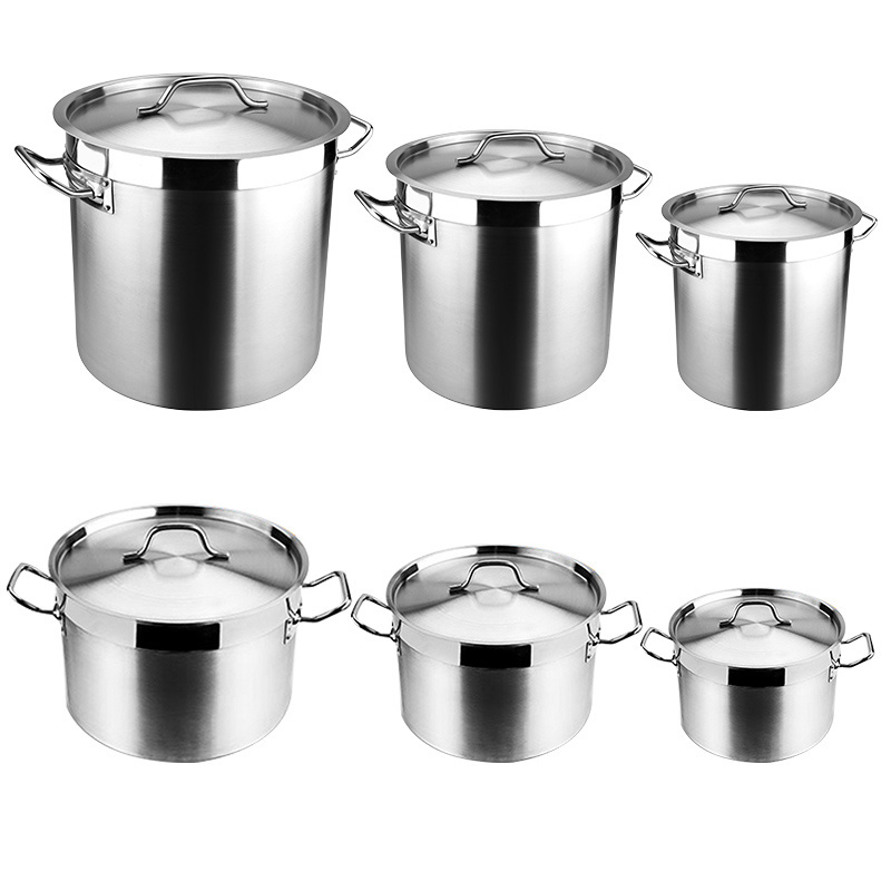 DaoSheng High Body 6 - 98 Liter Commercial Cooking Pot Big Size Soup And Stock Stainless Steel Pot