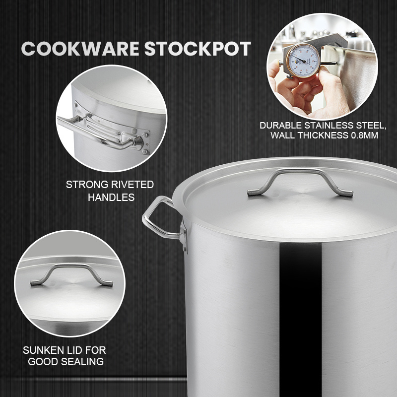 DaoSheng 15QT Stock Available 28cm Non Stick Stainless Steel Hot Pot Soup Stock Pots With Lid