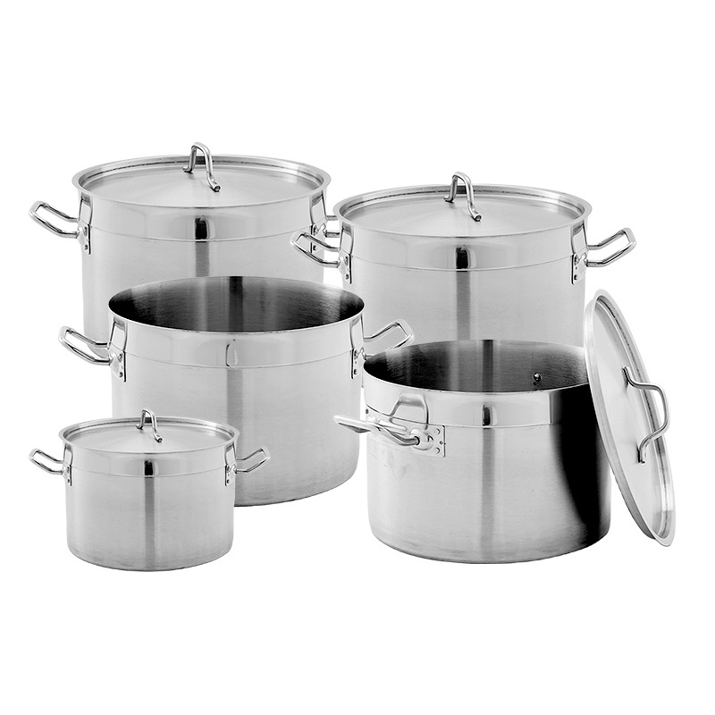 304 Stainless Steel Barrel With Lid Commercial Soup Boiling Water Brine Stew Pot Large Capacity Thickened Household Soup Pot