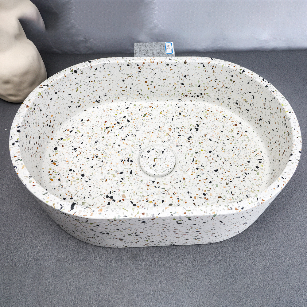 Hotel Commercial Villa Bathroom Vanities Stone Color Terrazzo Wash Hand Basins Bowls Concrete Counter Top Bathroom Sinks