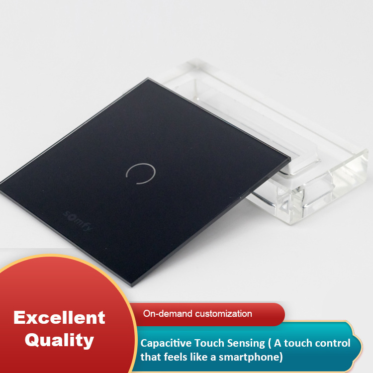 Custom Black Glass Switch Panel Laser Marked Glass Touch Panel Tempered Glass Panel