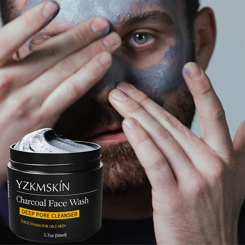 deep cleansing black head Exfoliating Men Skin Care Charcoal Facial Cleanser Control Oil Anti Acne Pore Cleansing Face Wash