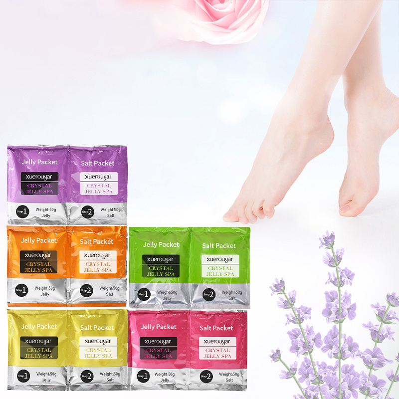 Private Label Pure Nature Lavender Crystal Jelly Spa Pedicur Foot Soak DIY Foot Jelly Spa Soften Whiten Foot Salt Scrub OEM