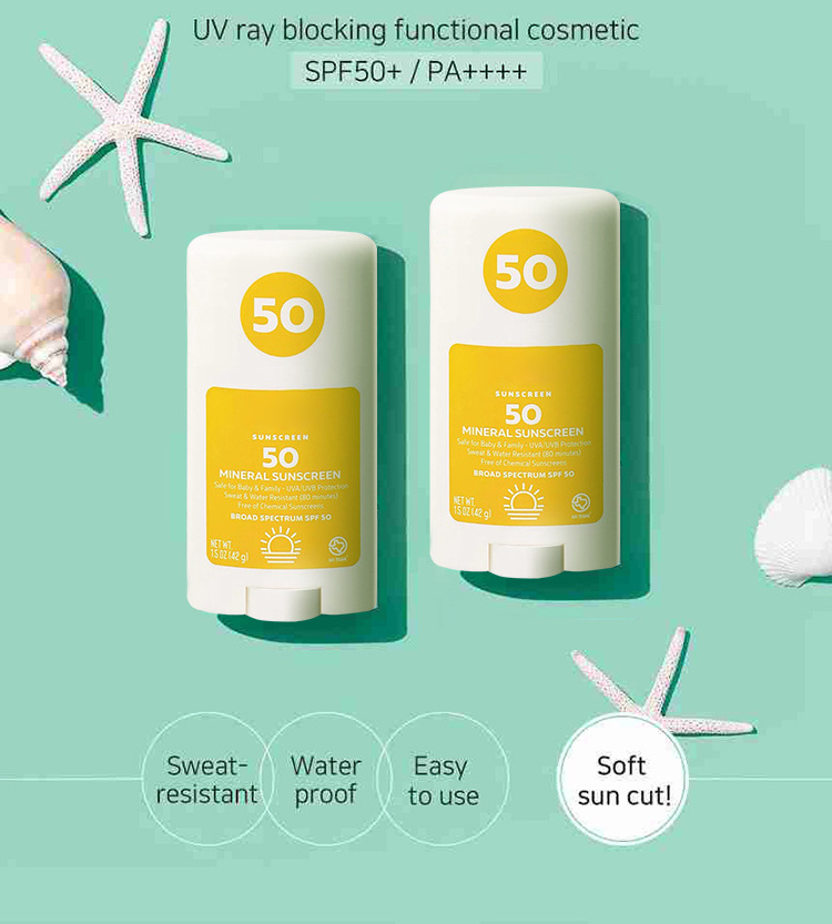 Private Label Organic Mini-Stick Packaging Glow SPF 50 Sunblock Moisturizing Face And Body Clear Sunscreen Stick