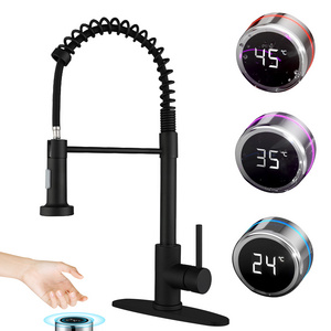 Matte Black Touchless Kitchen Faucet Motion Sensor Smart Kitchen Sink Faucet with Pull Down Sprayer