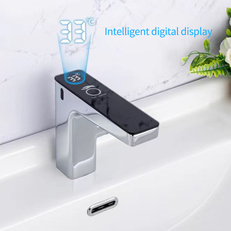 Led Digital Display Touch Free Health Bathroom Taps Touchless Basin Sensor Smart Faucet Automatic Faucets Sensor