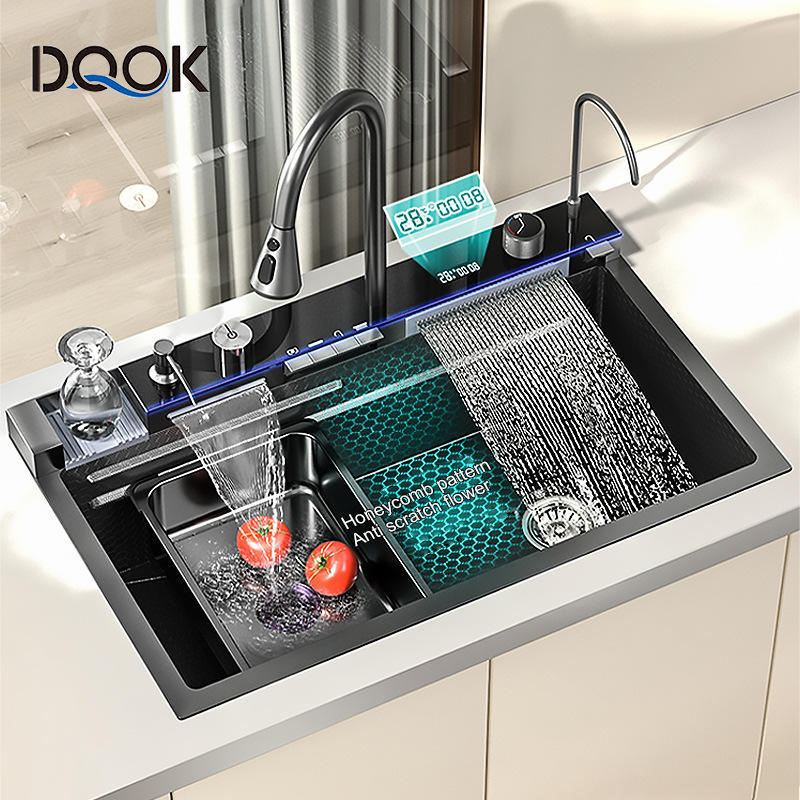 Black Friday Hot Deals Modern Gun Gray Kitchen Sinks Multifunction kitchen sinks 304 stainless steel kitchen sink set faucet