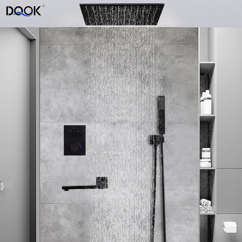 Bathroom Shower Concealed Mixer Shower System Faucet Sets Single Handle Square Thermostatic Concealed Bath Shower