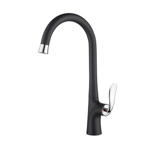 Fashion Style Household Brass Kitchen Tap Single Handle Matte Black Chrome Kitchen Sink Faucet