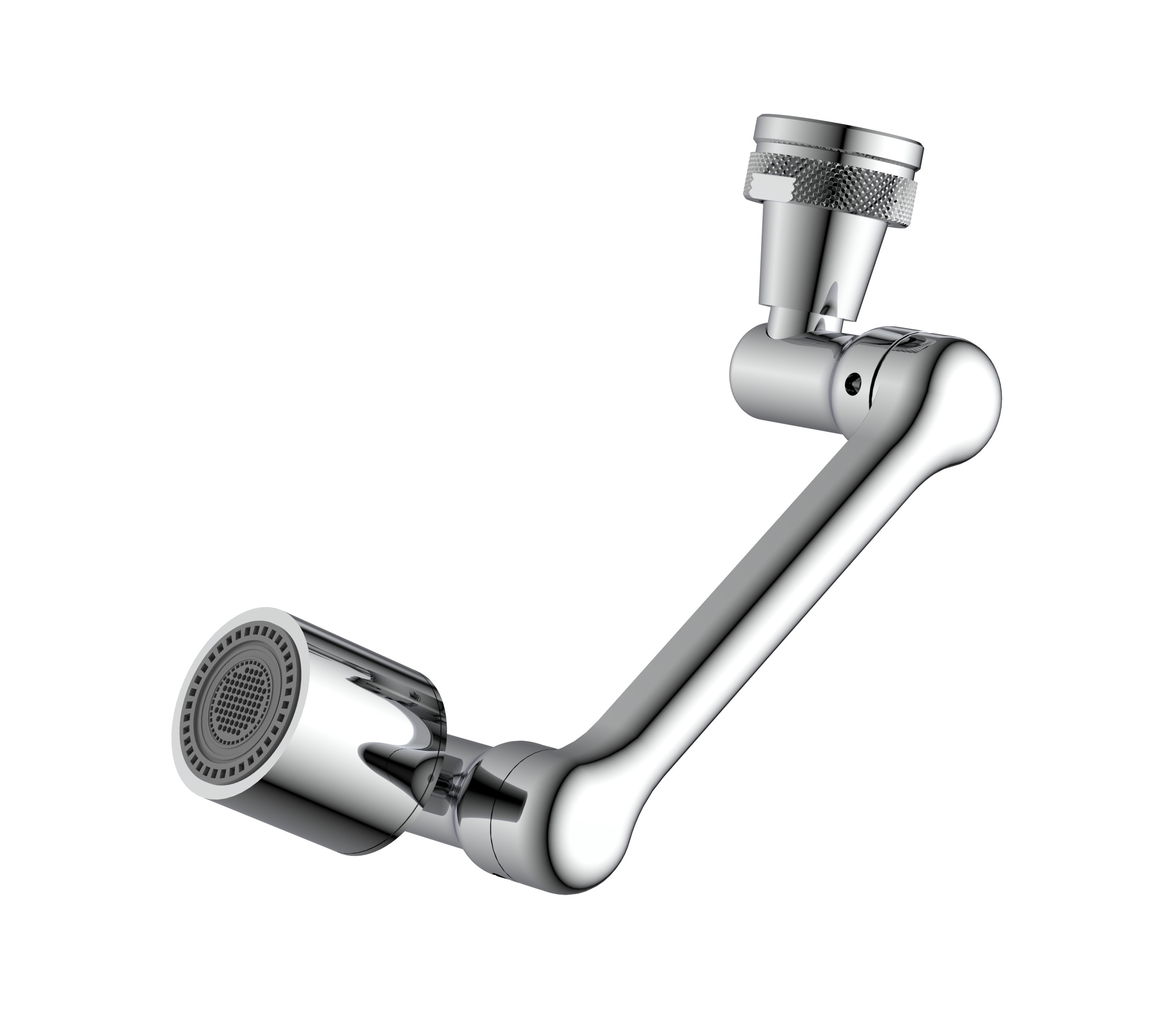 Factory basin faucet brass robot arm extender 1440 degrees chrome splash shield universal rotation multi-function splash spout