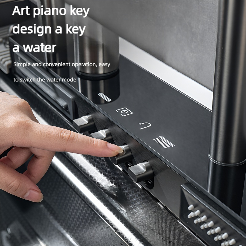 DQOK new design 304 commercial kitchen sinks Stainless steel with digital display piano key multifunction kitchen water sink