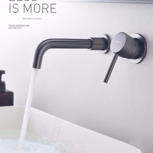 KaiPing Brass Single Lever Faucet Wall Mounted Gun Grey 360 rotation Concealed Basin Mixer Faucet